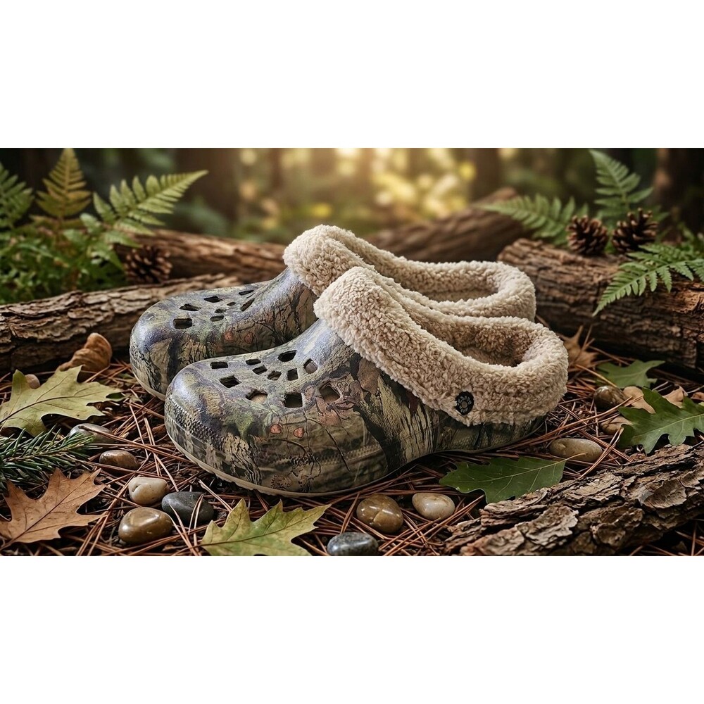 Dawgs Men’s 10/11 Fleece Lined Mossy Oak Camo Clogs NWT Warm Comfort Slip On
